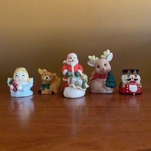 90s Flambro figurines: Santa, reindeer, angel and soldier Christmas
